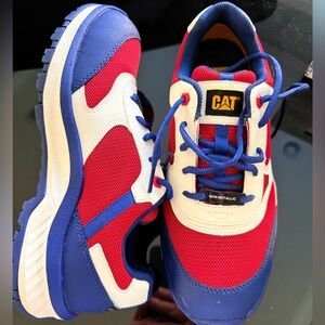 CAT Quake Composite Toe Work Sneakers Women’s 9.5 Blue Red White Steel Toes